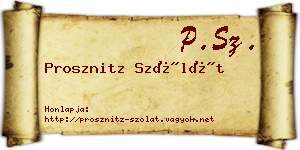 Prosznitz Szólát névjegykártya